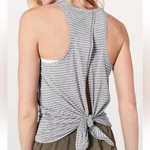 Lululemon All Tied Up Tank Gray/White Stripe No Size Dot Tie Back or Open Back